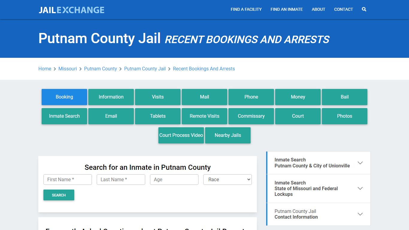 Putnam County Jail MO Recent Arrests and Bookings - Jail Exchange